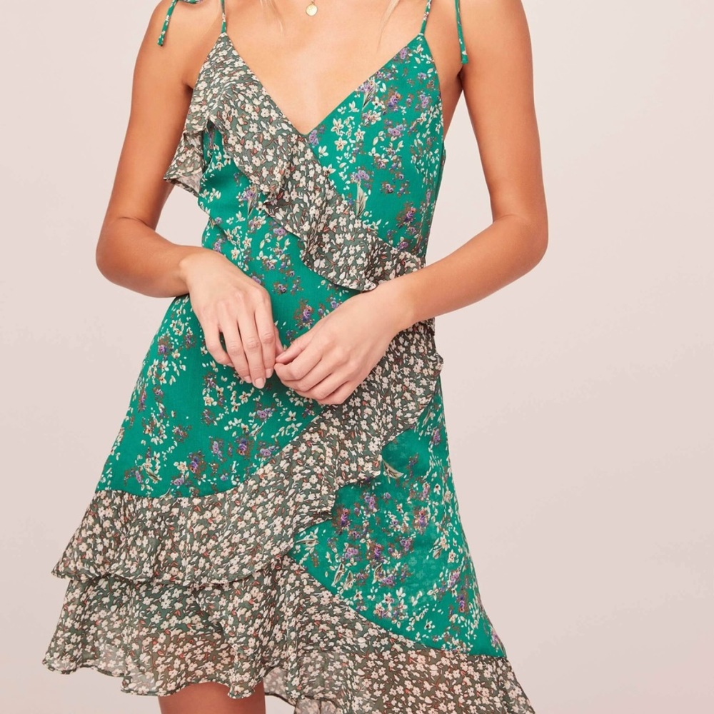ASTR the label green mixed media dress
